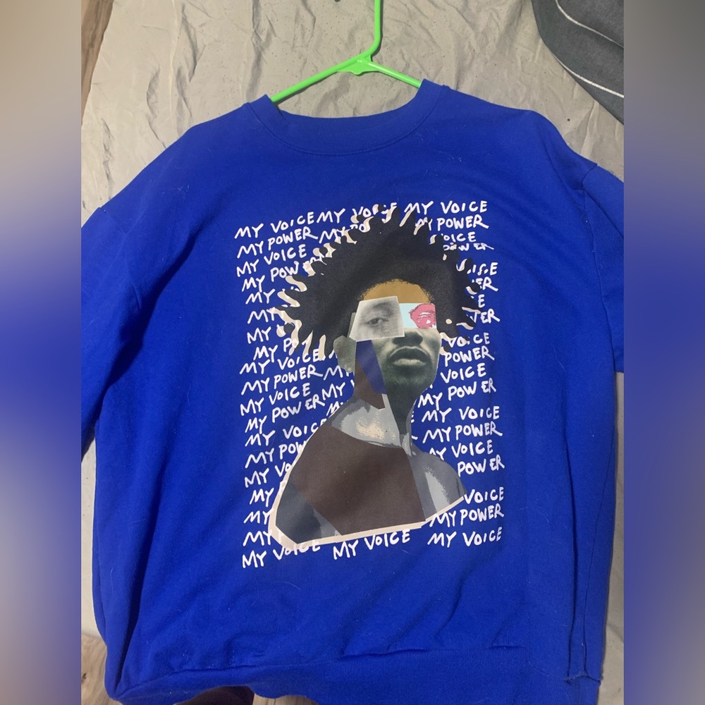 XL Inspirational Blue Sweater